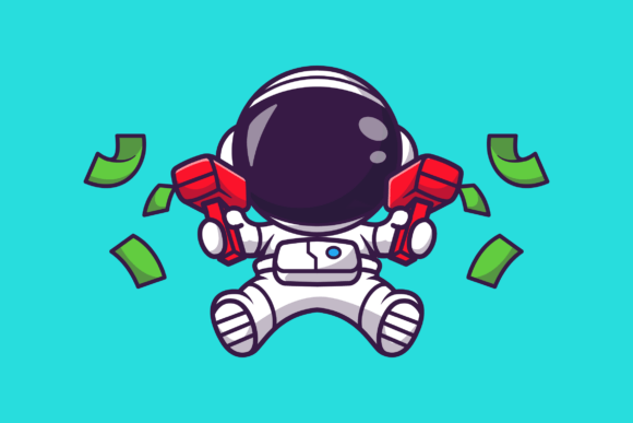 Cute Astronaut with Money Gun Graphics