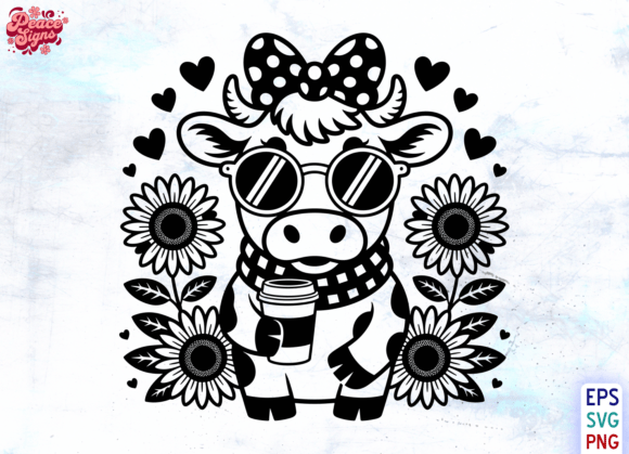 Cute Cow Illustration for Graphics and Branding