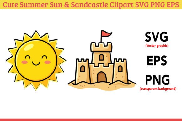 Cute Summer Sun Sandcastle Graphics