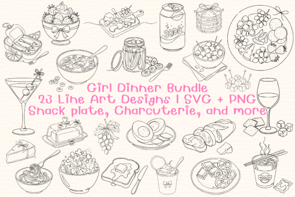 Girl Dinner SVG PNG Bundle Graphics Review