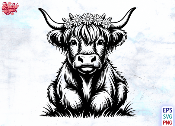 Highland Cow Silhouette for Graphics and Crafts