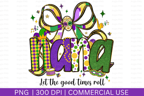 Mardi Gras Nana Coquette Bow PNG