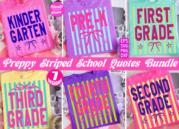 Neon Striped School Coquette Graphics for T-Shirt Designs
