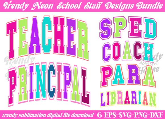 Retro Neon School Occupation Graphics for T-Shirt Designs