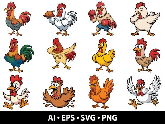 Rooster Chicken SVG Bundle: A Graphic Design Asset for Farmyard Charm